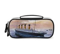 Retro Titanic Famous Old Historic Pencil Pen Case Portable Pen Bag with Zip Travel Makeup Bag Stationery Organizers for Home Office