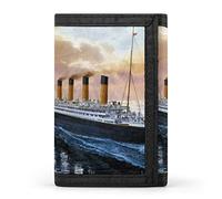 Retro Titanic Famous Old Historic Trifold Wallet Portable Zippered Slim Purse Wallet with Card Holder for Men Women