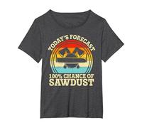 Retro Today's Forecast 100% Chance of Sawdust Woodwork Man T-Shirt, Women's Plus, Dark Heather Grey, 2X