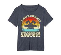 Retro Today's Forecast 100% Chance of Sawdust Woodwork Man T-Shirt, Women's Plus, Heather Blue, 2X