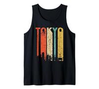 Retro Tokyo Japan Cityscape Downtown Skyline Distressed Tank Top