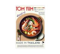 Retro Tom Yum Food Canvas Poster Art Print, Modern Kitchen Thai Food Chef Wall Art Decor For Home Office Bar