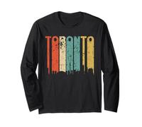 Retro Toronto Canada Cityscape Downtown Skyline Distressed Long Sleeve T-Shirt