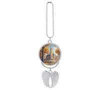 Retro Tourism Car Hanging Pendant, Zinc Alloy Rearview Mirror Charms - Relieve Visual Fatigue, Vintage Keychain Pendant, Lucky Car Interior Hanging Decoration, Silver-Style