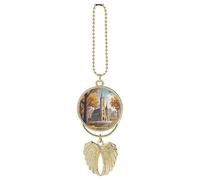 Retro Tourism Car Hanging Pendant, Zinc Alloy Rearview Mirror Charms - Relieve Visual Fatigue, Vintage Keychain Pendant, Lucky Car Interior Hanging Decoration, Golden-Style