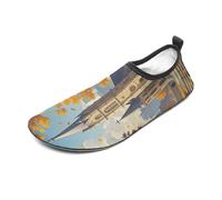 Retro Tourism Water Shoes for Men Women, Lightweight Stretch Swim Shoes with Anti-Slip Rubber Sole, Quick-Dry Aqua Socks for Pool, Beach, Surfing, Style, 5 Women/5 Men