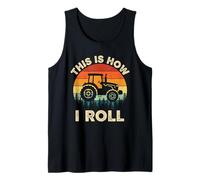 Retro Tractor Graphic This is How I Roll Farmer Farm Worker Tank Top