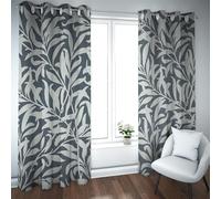 Retro Traditional Blackout Curtain Willow Leaves Pattern Window Drapes Thermal Insulated Extra Wide 2 Panels Bedroom Privacy Curtain 54x54in