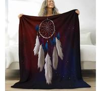 Retro Traditional Print Throw Blanket for Kids, Dreamcatcher Feathers Butterfly Soft Cozy Fluffy Flannel Blanket for Girls - 39 x 51 in Warm Bedding for Teen Sofa Couch Birthday Gift, 100 x 130 cm