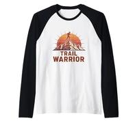 Retro Trail Warrior Mountain Ultra Runner Trail Run Raglan Baseball Tee
