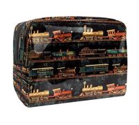 Retro Train Loading Coal Cosmetic Bag for Women, Travel Toiletries Bags Large PVC Makeup Handy Pouch Organiser with Zipper