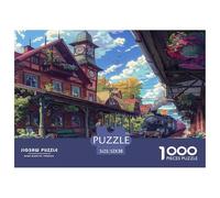 Retro Train Station Jigsaw 1000 Pieces for Adults Educational Games Home Decoration Puzzles Building, Great Gift for Adults Challenging Puzzle 52x38cm/1000pcs
