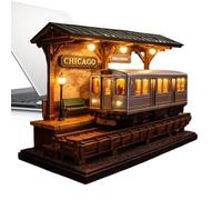 Retro Tram Shaped Nightstand Light San Francisco Chicago Mini Cable Car Model Warm Illumination Decorative Lamp for Bookshelf Office City Enthusiast Gift Battery Operated 3D Printed Bedside Decor