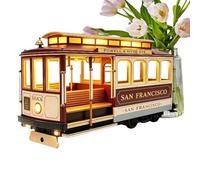 Retro Tram Shaped Nightstand Light San Francisco Chicago Mini Cable Car Model Warm Illumination Decorative Lamp for Bookshelf Office City Enthusiast Gift Battery Operated 3D Printed Bedside Decor