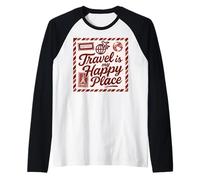 Retro Travel Airmail Design for Wanderlust Lovers Raglan Baseball Tee