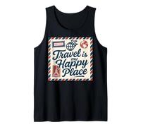 Retro Travel Airmail Design Wanderlust Lovers White Red Blue Tank Top