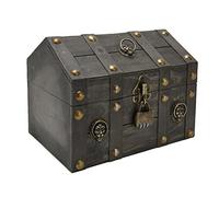 Retro Treasure Chest Storage Box Vintage Wood Chest Box Optional Key & Combination Lock Wooden Treasure Chest Box for Storing Treasures, Jewelry, and More 9.4x7.1x6.7in