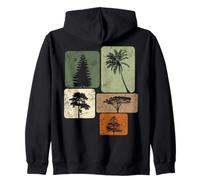 Retro Tree Silhouette Nature Palm Acacia Pine Cedar Conifer Zip Hoodie