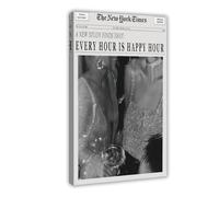 Retro Trendy Black And White Newspaper Magazine Poster, The New York Times Poster, Minimalist Wall Art, For Home Bedroom Dorm Wall Decor (11) Frame-style 24x36inch(60x90cm)