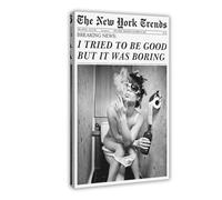 Retro Trendy Black And White Newspaper Magazine Poster, The New York Times Poster, Minimalist Wall Art, For Home Bedroom Dorm Wall Decor（15） Frame-style 20x30inch(50x75cm)