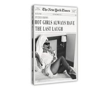 Retro Trendy Black And White Newspaper Magazine Poster, The New York Times Poster, Minimalist Wall Art, For Home Bedroom Dorm Wall Decor (2) Frame-style 20x30inch(50x75cm)