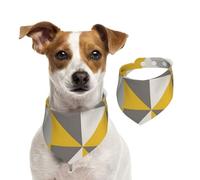 Retro Triangle Pattern In Yellow And Grey,Pet Bib Scarf Cats Dog Bandana Dogs Towel Bib Adjustable Pet Scarf,S