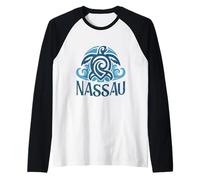 Retro Tribal Sea Turtle Nassau Bahamas Beach Vacation Raglan Baseball Tee