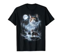 Retro Tricolor Cat Moon 90s Bootleg Meme Kitten Cats Value Graphic T-Shirt, Men, Black, XL