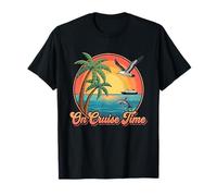 Retro Tropical Cruise Sunset Palm Tree Seaside View Vacation T-Shirt