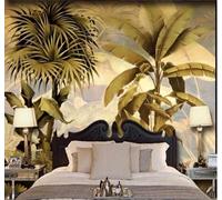 Retro Tropical Plants Banana Tree Palm Tree 3D Wallpaper Easy Install Feature Office Living Room Sofa Bedroom TV Background Wall Decoration-400cm×280cm