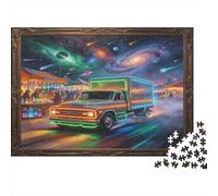Retro Truck 1000 Piece Jigsaw Puzzle Cardboard for Adults Neon Night Market Psychedelic Space Scene Family Game Home Decor Gift 38x26cm/1000pcs