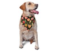 Retro Tulip Flower Watercolor Dog Bandana Adjustable Triangle Bib Stylish Dogs Neckerchief For Accessories Summer Party