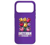Retro Tulip Flowers Amsterdam Netherlands Colorful Travel Case for iPhone 17 Pro Max