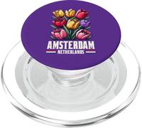 Retro Tulip Flowers Amsterdam Netherlands Colorful Travel PopSockets PopGrip for MagSafe