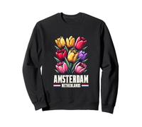 Retro Tulip Flowers Amsterdam Netherlands Colorful Travel Sweatshirt