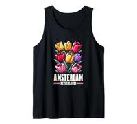 Retro Tulip Flowers Amsterdam Netherlands Colorful Travel Tank Top