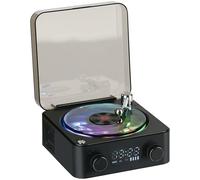 Retro Turntable Bluetooth 5W Wireless Speaker with Light Modes and White Noise Music Box with AUX and TF Card Vinyl Player 14.2 x 15.3 x 6.7 cm Black