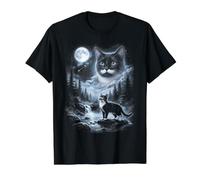 Retro Tuxedo Cat Moon 90s Bootleg Meme Kitten Cats Value Graphic T-Shirt, Men, Black, L