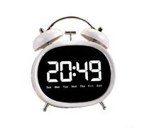 Retro Twin Bell Alarm Clock Loud Metal Silent Sweep(white)