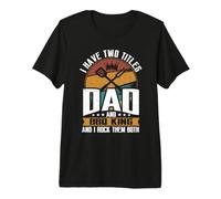 Retro Two Title Dad and BBQ King Rock Them Both Barbecue Dad Premium T-Shirt