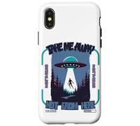 Retro UFO Abduction Sci-Fi Alien Beam Me Up Aesthetic Art Case for iPhone X/XS
