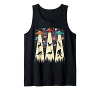 Retro UFO Beams Bigfoot and Mystery Creatures Tank Top