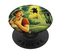 Retro UFO Cat Abduction 1950s Sci Fi Housewife Alien PopSockets Adhesive PopGrip