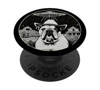 Retro UFO Cowboy Bulldog Western Sci Fi Alien PopSockets Adhesive PopGrip