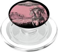 Retro UFO Dachshund Cowboy Western Alien Sci Fi Pastel PopSockets PopGrip for MagSafe