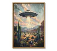 Retro Ufo Extraterrestrial Canvas Wall Art Home Decor Gifts Artwork Trendy Western Landscape Wall Art Poster Retro Extraterrestrial Picture Vintage Spaceship Poster Trendy Ufo Prints 16x24in No Frame