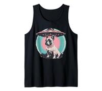 Retro UFO French Bulldog Alien Sci Fi Space Tank Top