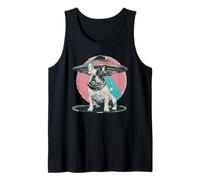 Retro UFO French Bulldog Vintage Sci Fi Alien Abduction Tank Top