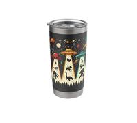 Retro UFO Scene with Folklore Creatures in Space Stainless Steel Insulated Tumbler