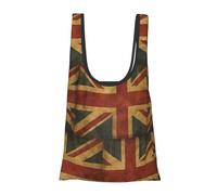 Retro Uk British Flag Reusable Foldable Shopping Bag, Portable Grocery Bag For Daily Use